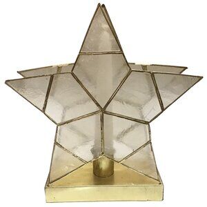 Vintage CAPIZ Shell Star Candle Holder Double Sided Beach Farmhouse w/ Candle